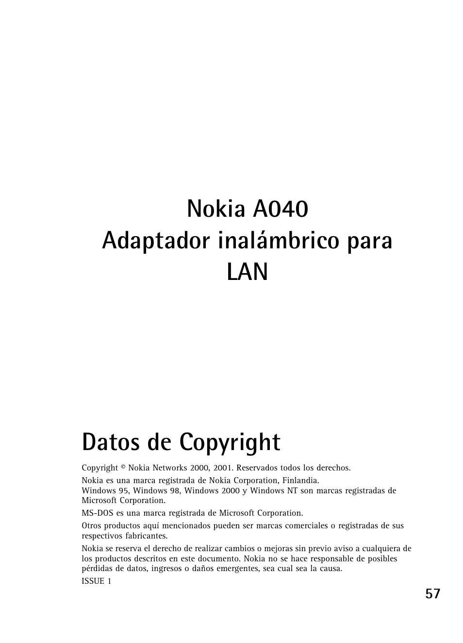 Nokia A040 User Manual | Page 59 / 66