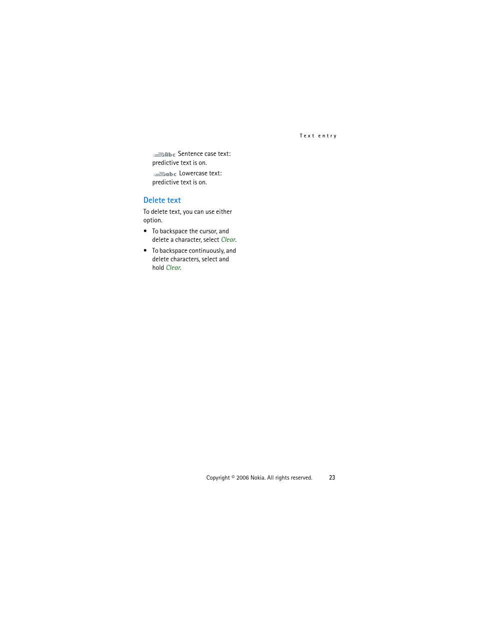 Delete text | Nokia 1315 User Manual | Page 23 / 78