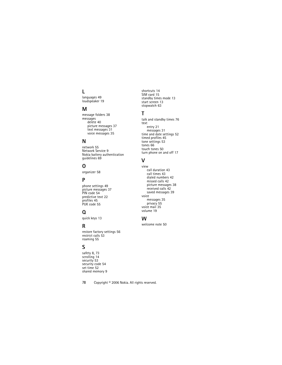 Nokia 1315 User Manual | Page 78 / 78