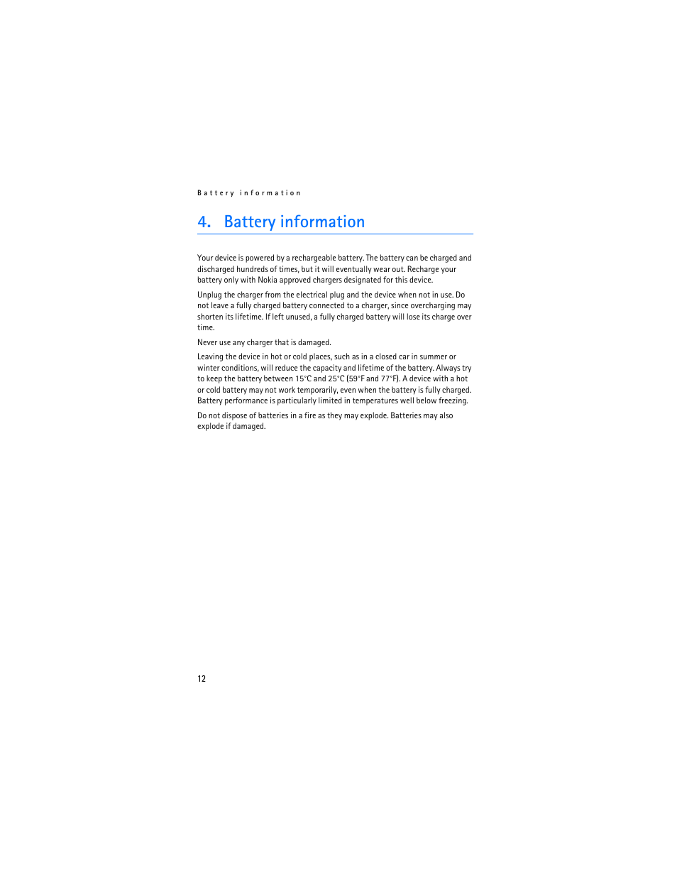 Battery information | Nokia BH-604 User Manual | Page 12 / 14