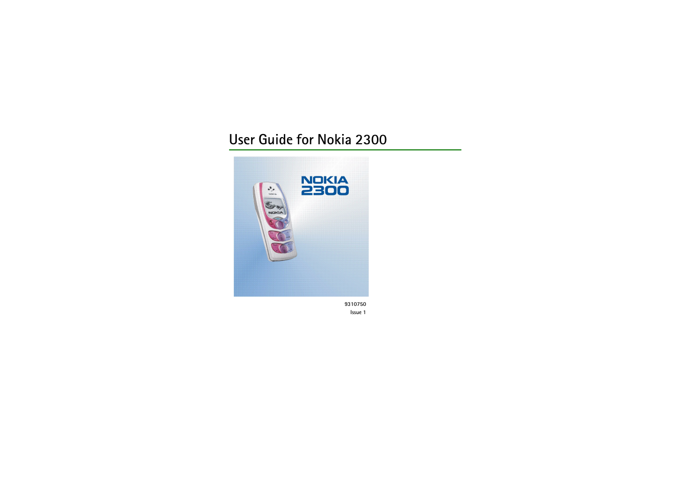 Nokia 2300 User Manual | 68 pages