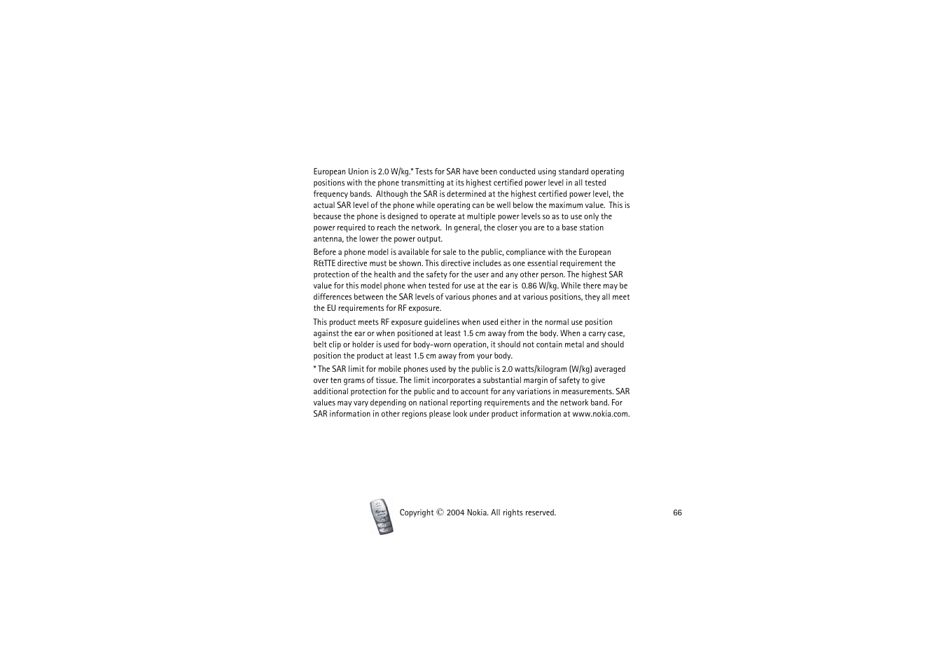 Nokia 2300 User Manual | Page 66 / 68