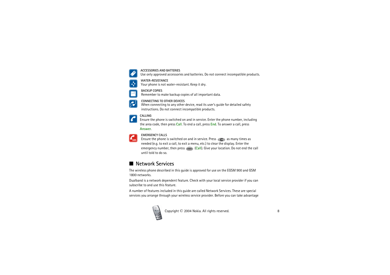 Network services | Nokia 2300 User Manual | Page 8 / 68