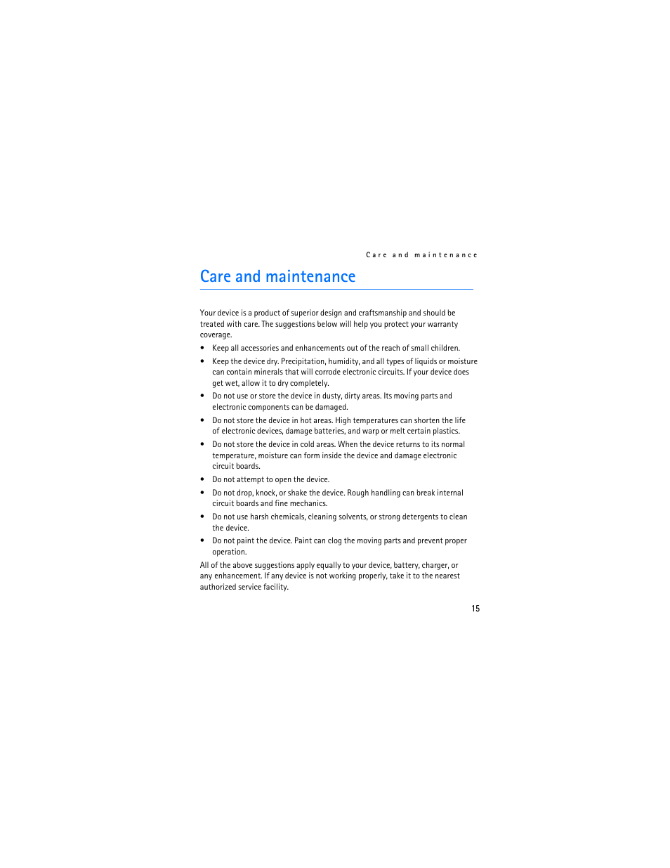 Care and maintenance | Nokia BH-300 User Manual | Page 15 / 74