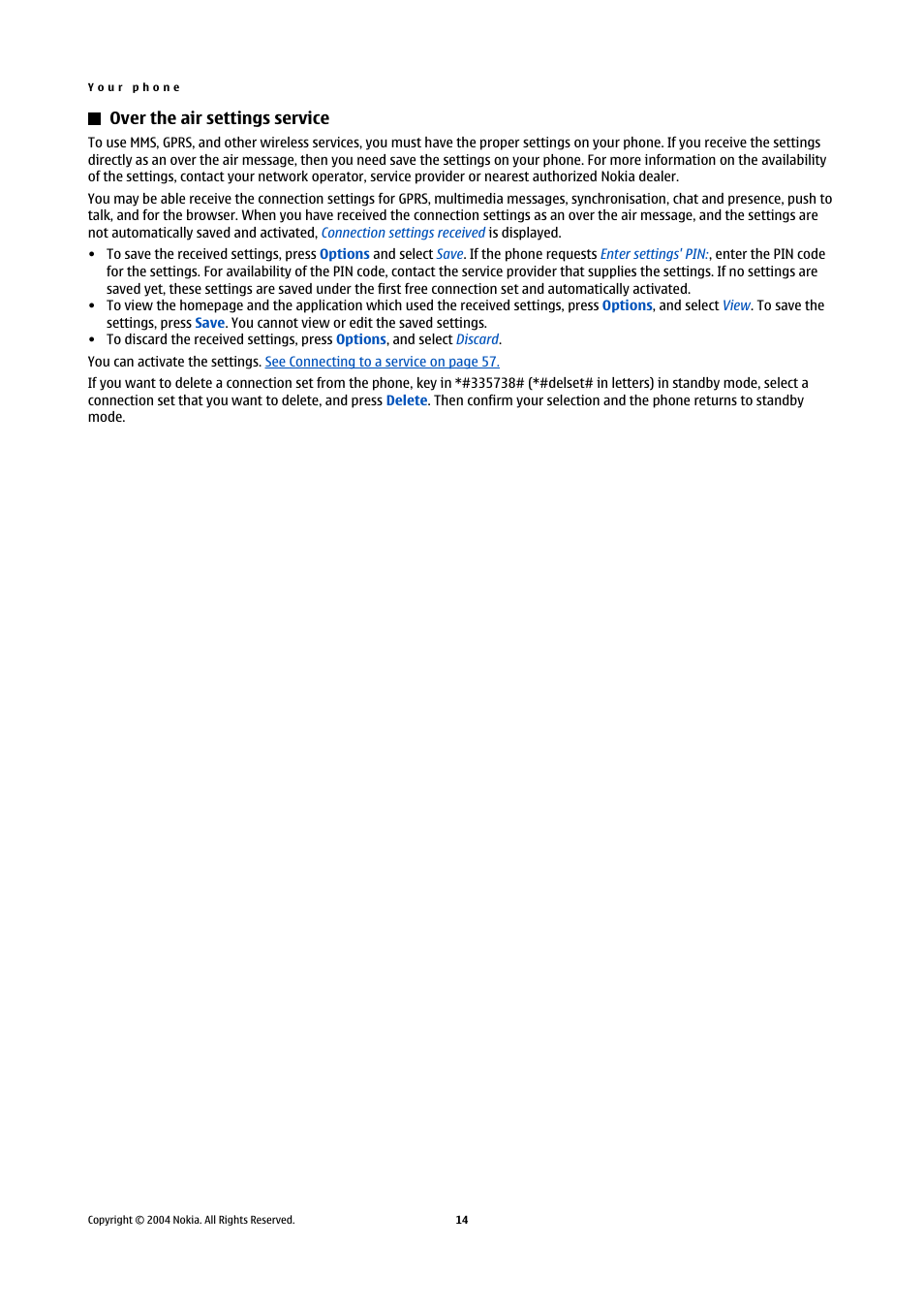 Over the air settings service | Nokia 5140 User Manual | Page 14 / 66