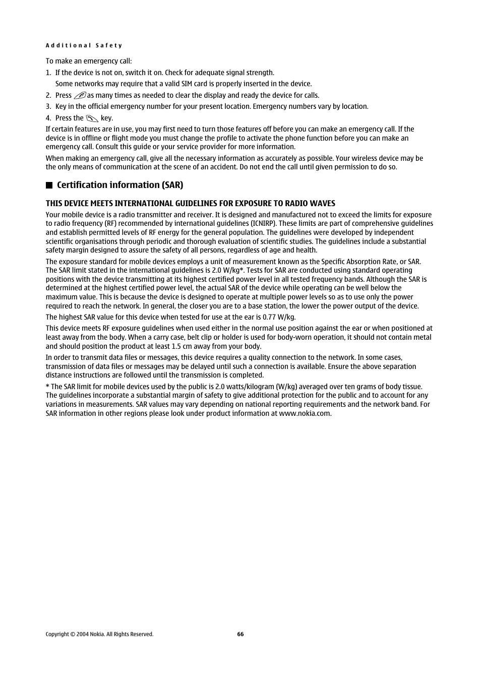 Certification information (sar) | Nokia 5140 User Manual | Page 66 / 66