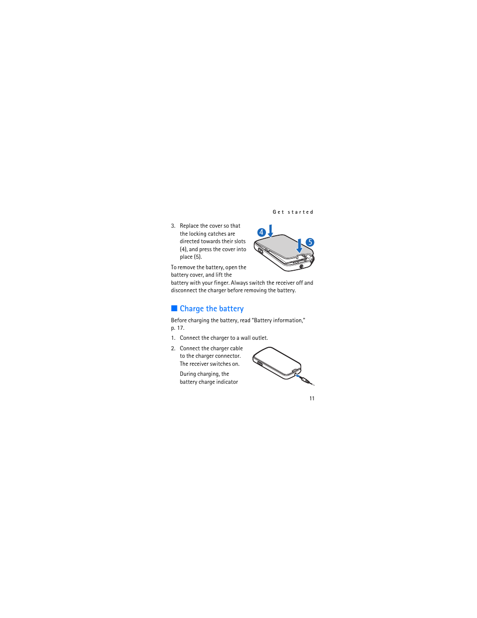 Charge the battery | Nokia 9207219 User Manual | Page 11 / 25