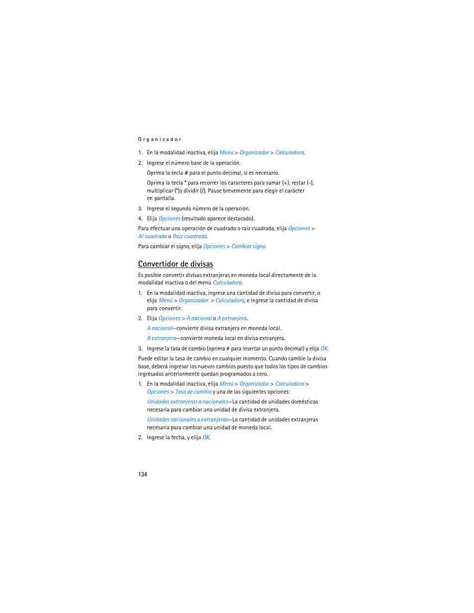 Convertidor de divisas | Nokia 2126 User Manual | Page 135 / 153
