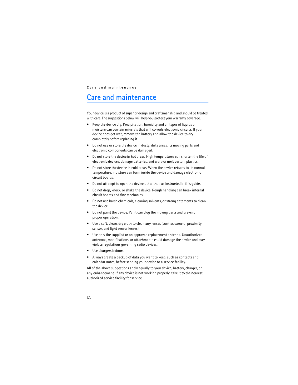 Care and maintenance | Nokia 2126 User Manual | Page 67 / 153