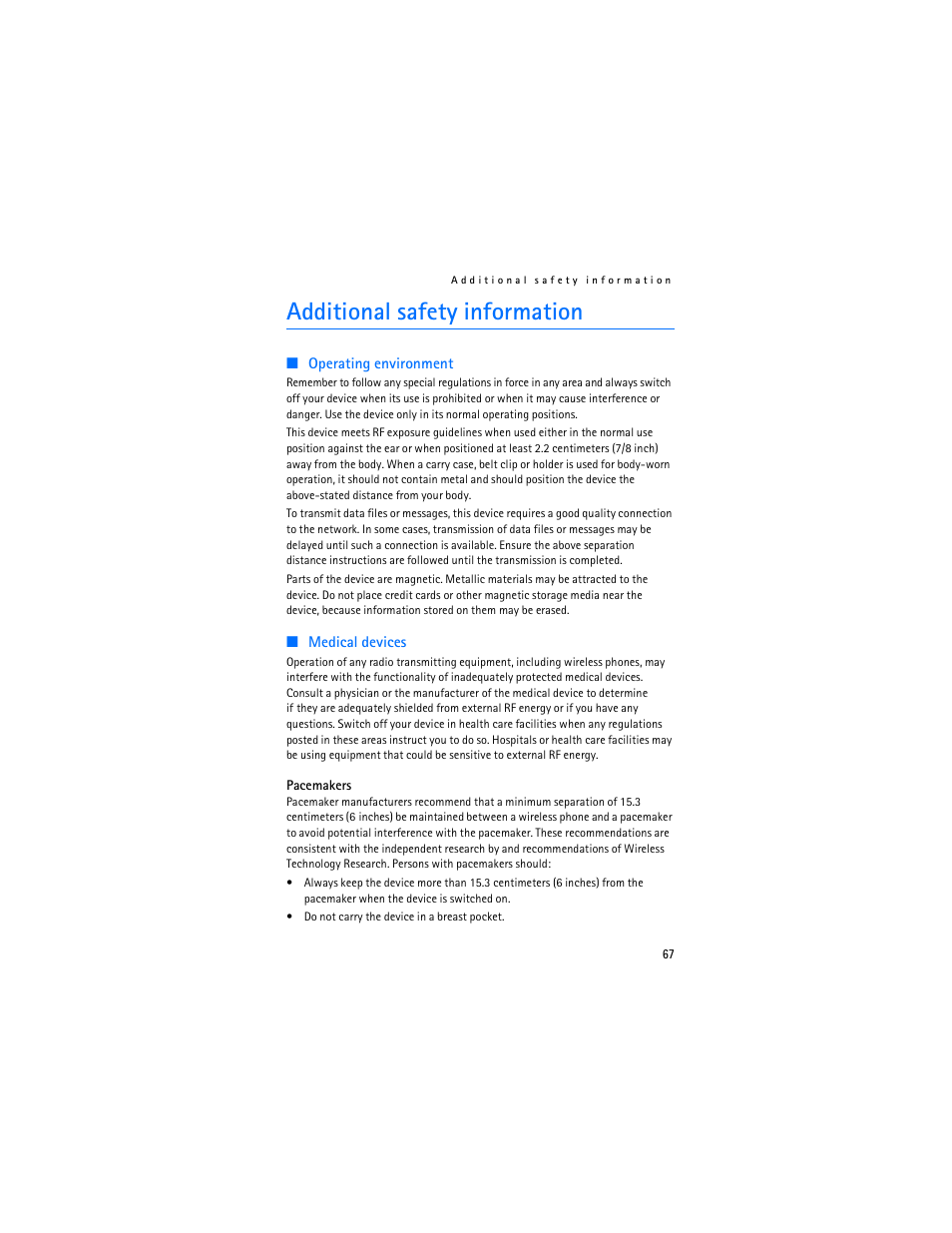 Additional safety information | Nokia 2126 User Manual | Page 68 / 153