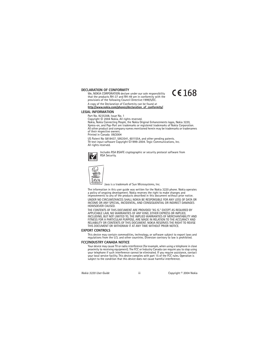 Nokia 3220 User Manual | Page 4 / 81