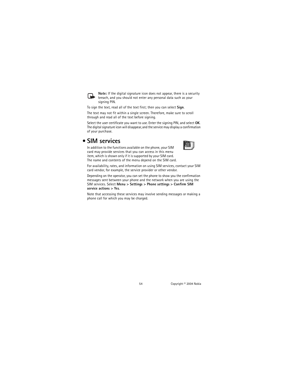 Sim services | Nokia 3220 User Manual | Page 61 / 81