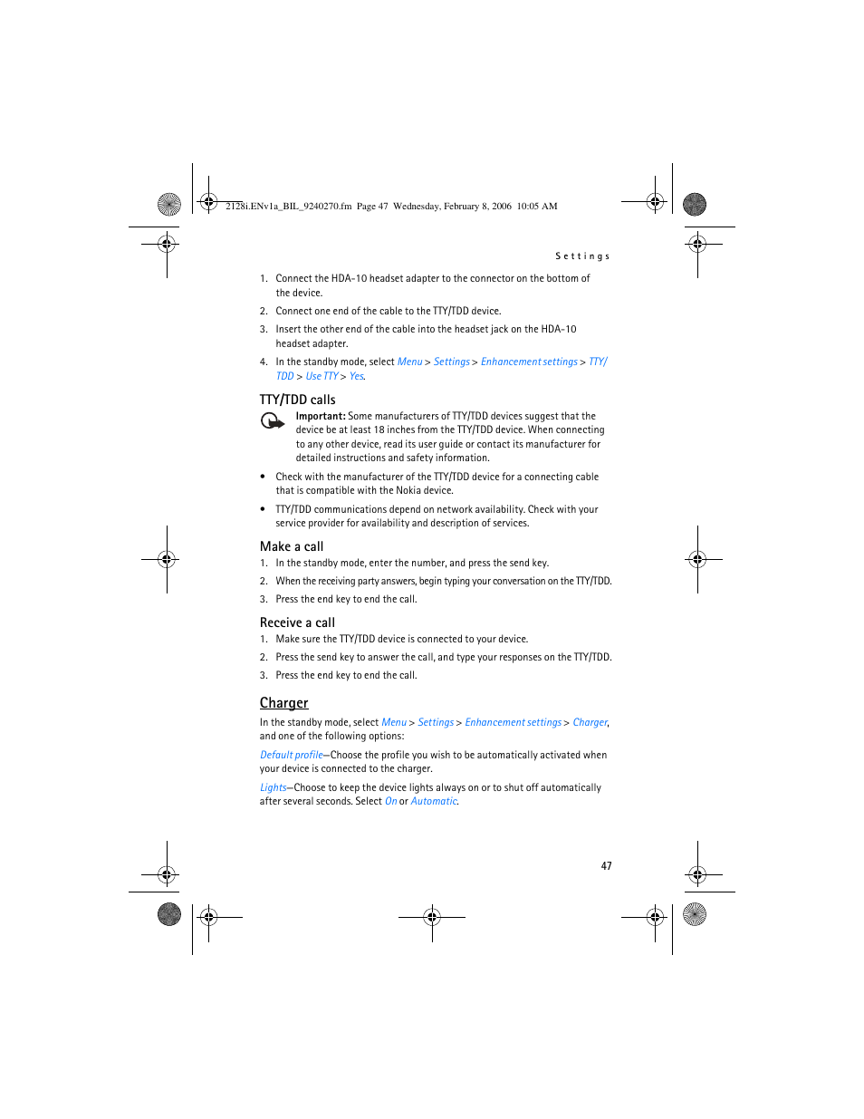 Charger | Nokia 2128i User Manual | Page 48 / 81