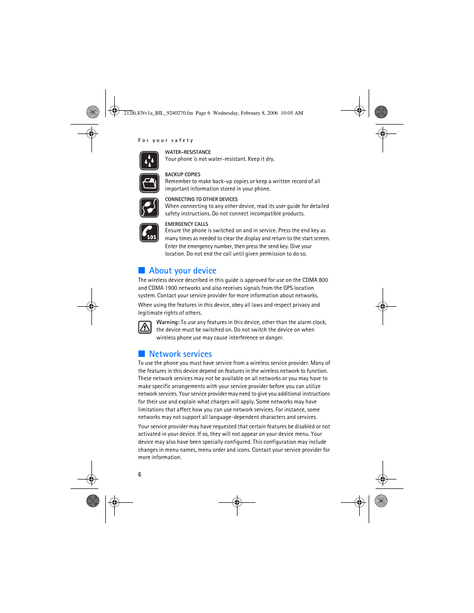 About your device, Network services | Nokia 2128i User Manual | Page 7 / 81