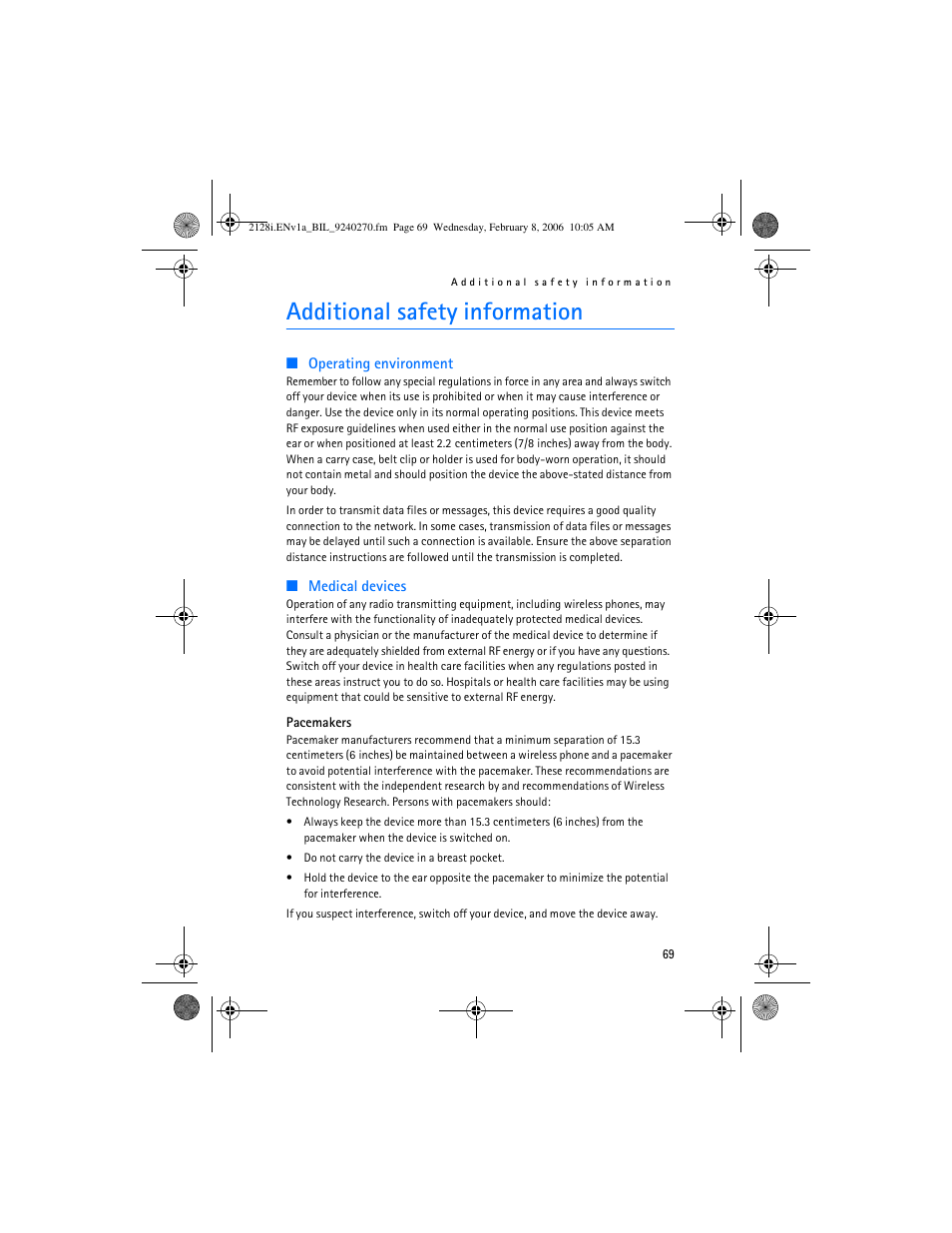 Additional safety information | Nokia 2128i User Manual | Page 70 / 81