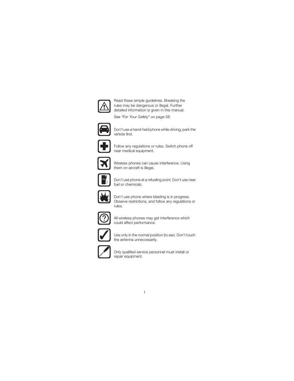 Safety at a glance | Nokia 2170 User Manual | Page 8 / 75