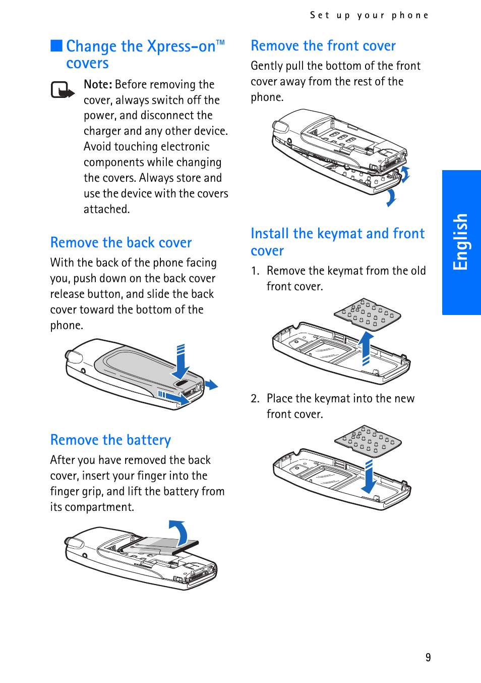 English, Change the xpress-on™ covers | Nokia 6012 User Manual | Page 19 / 80