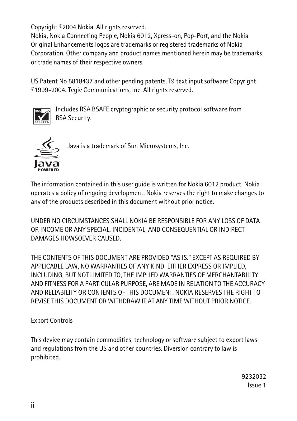 Nokia 6012 User Manual | Page 2 / 80