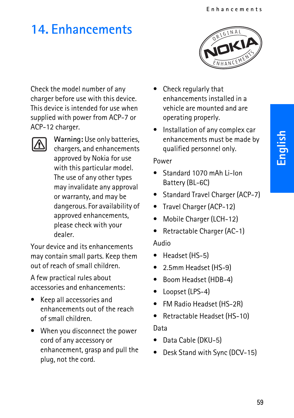 Enhancements, English | Nokia 6012 User Manual | Page 69 / 80