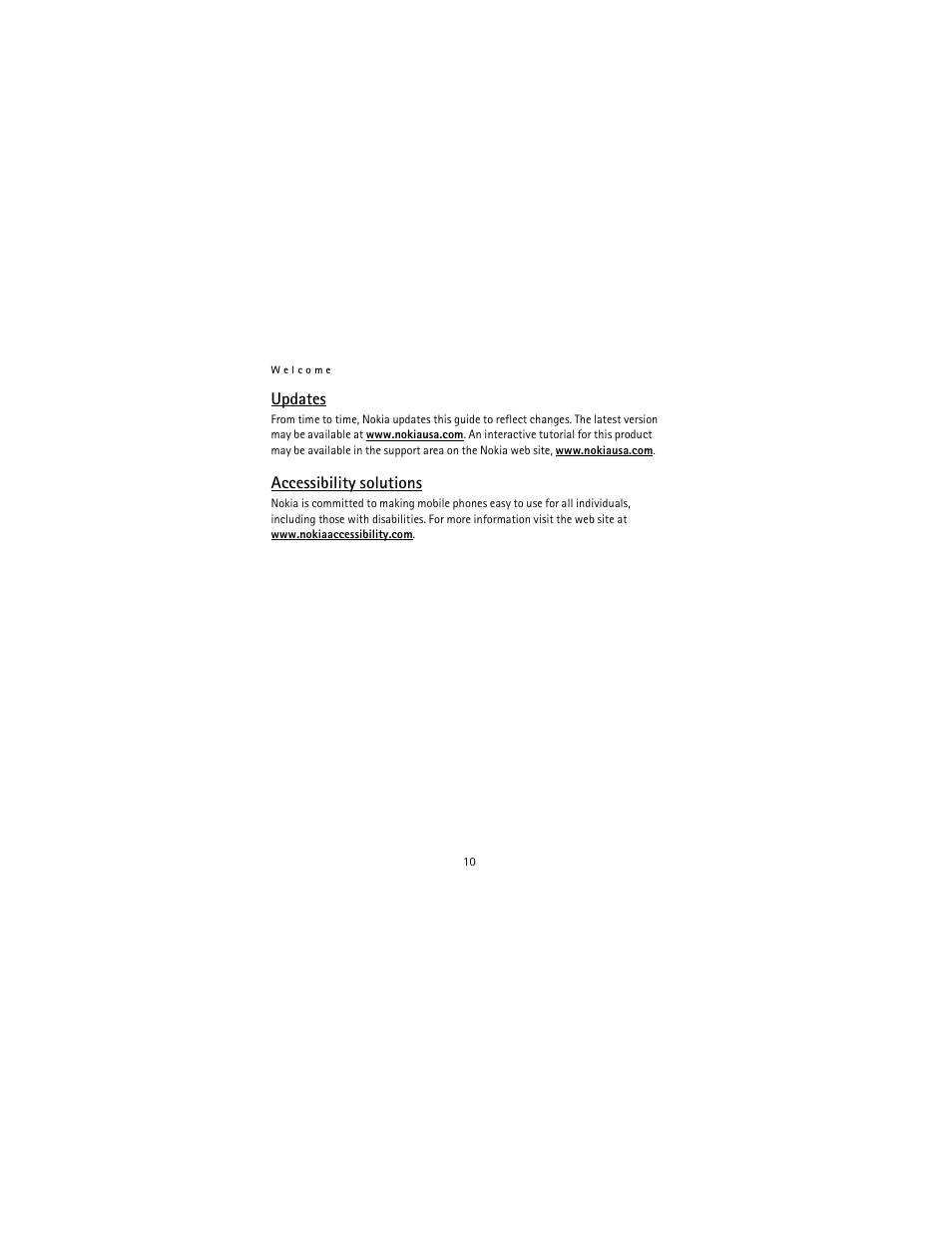 Updates, Accessibility solutions | Nokia 2115i User Manual | Page 11 / 121