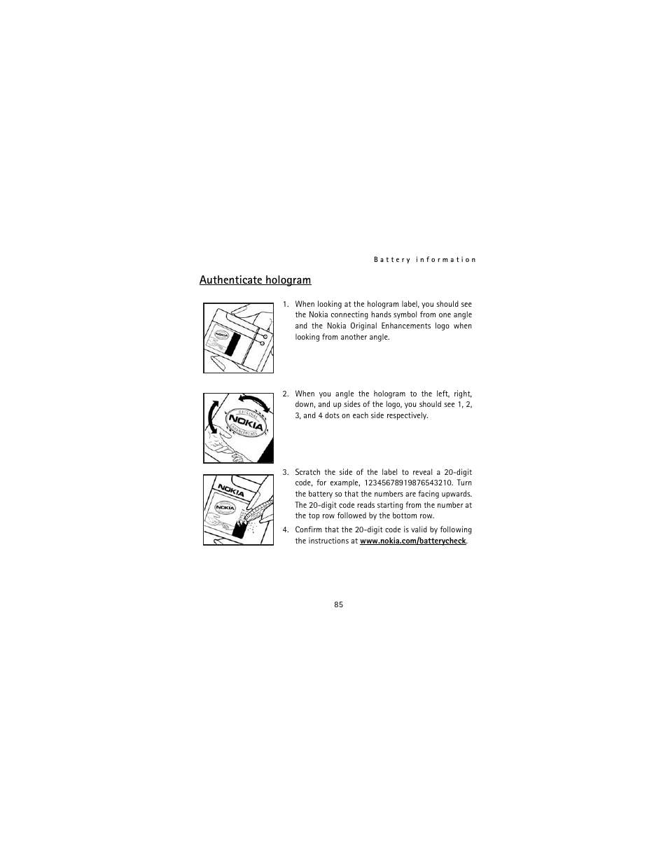 Authenticate hologram | Nokia 2115i User Manual | Page 86 / 121