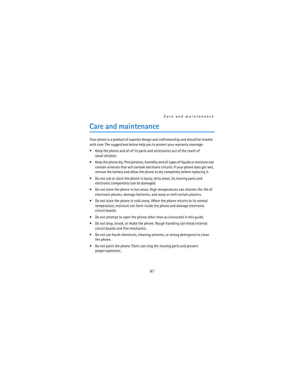 Care and maintenance | Nokia 2115i User Manual | Page 88 / 121