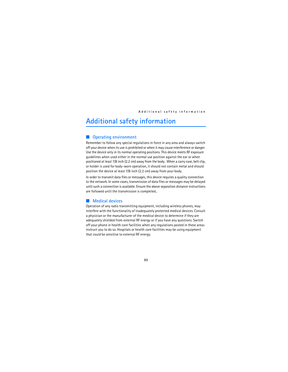 Additional safety information | Nokia 2115i User Manual | Page 90 / 121