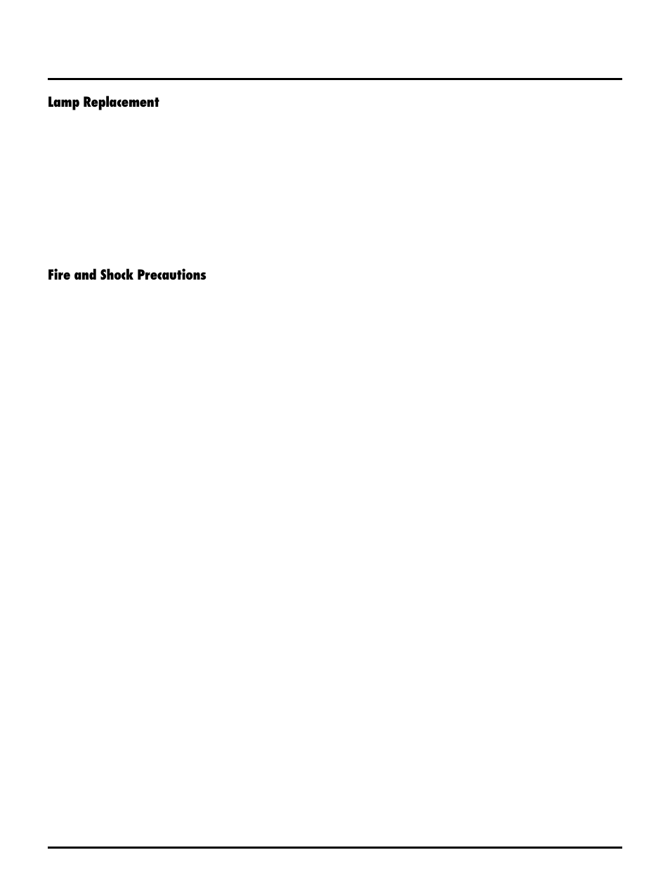 Lamp replacement, Fire and shock precautions | Nokia MT840E User Manual | Page 4 / 42