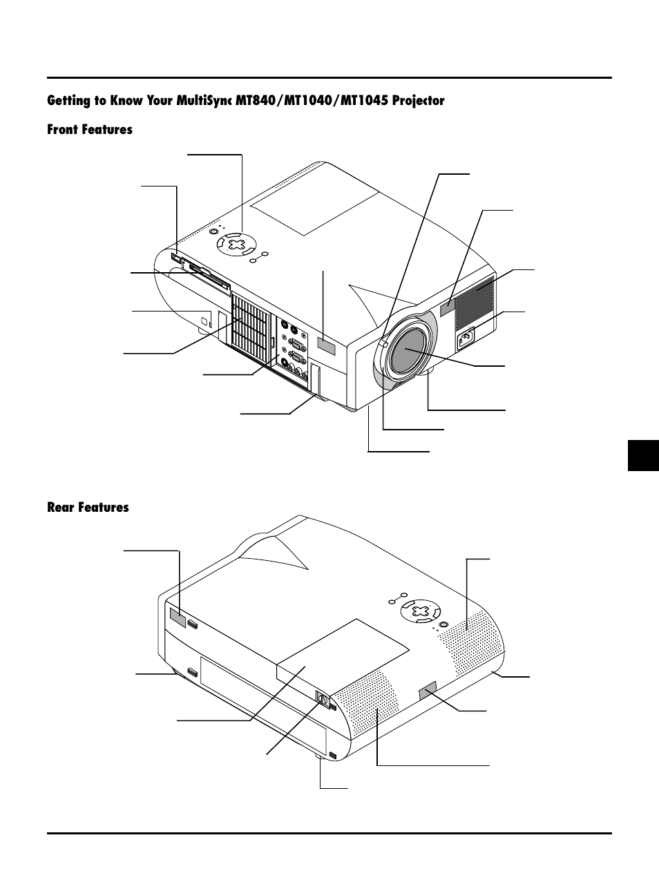Rear features, Remote sensor one-touch tilt button | Nokia MT840E User Manual | Page 7 / 42