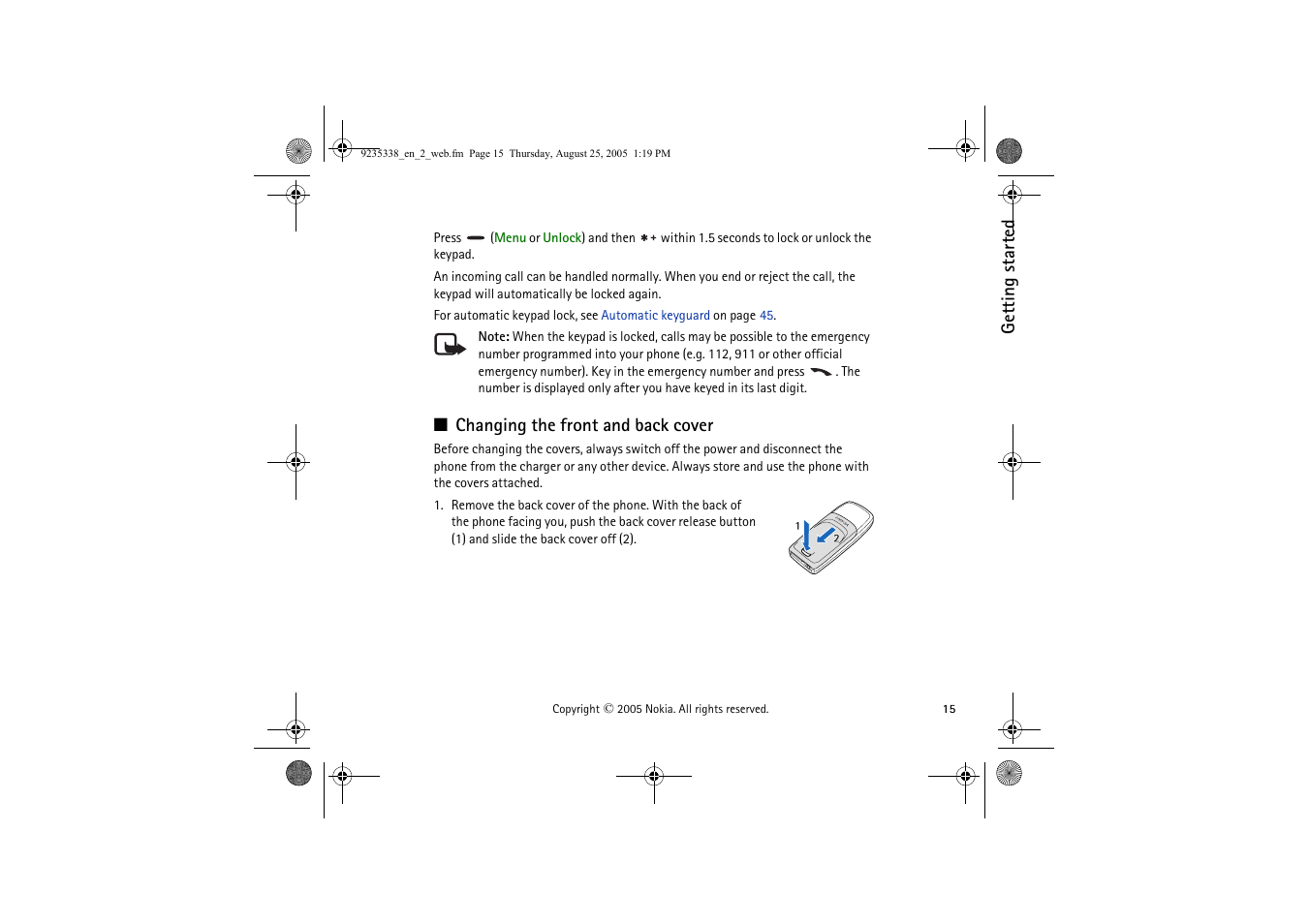 Changing the front and back cover | Nokia 3105 User Manual | Page 15 / 92