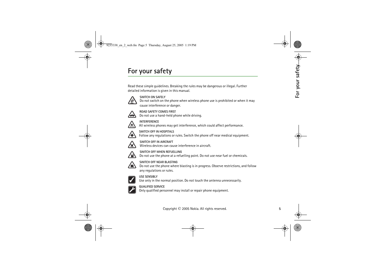 For your safety | Nokia 3105 User Manual | Page 5 / 92