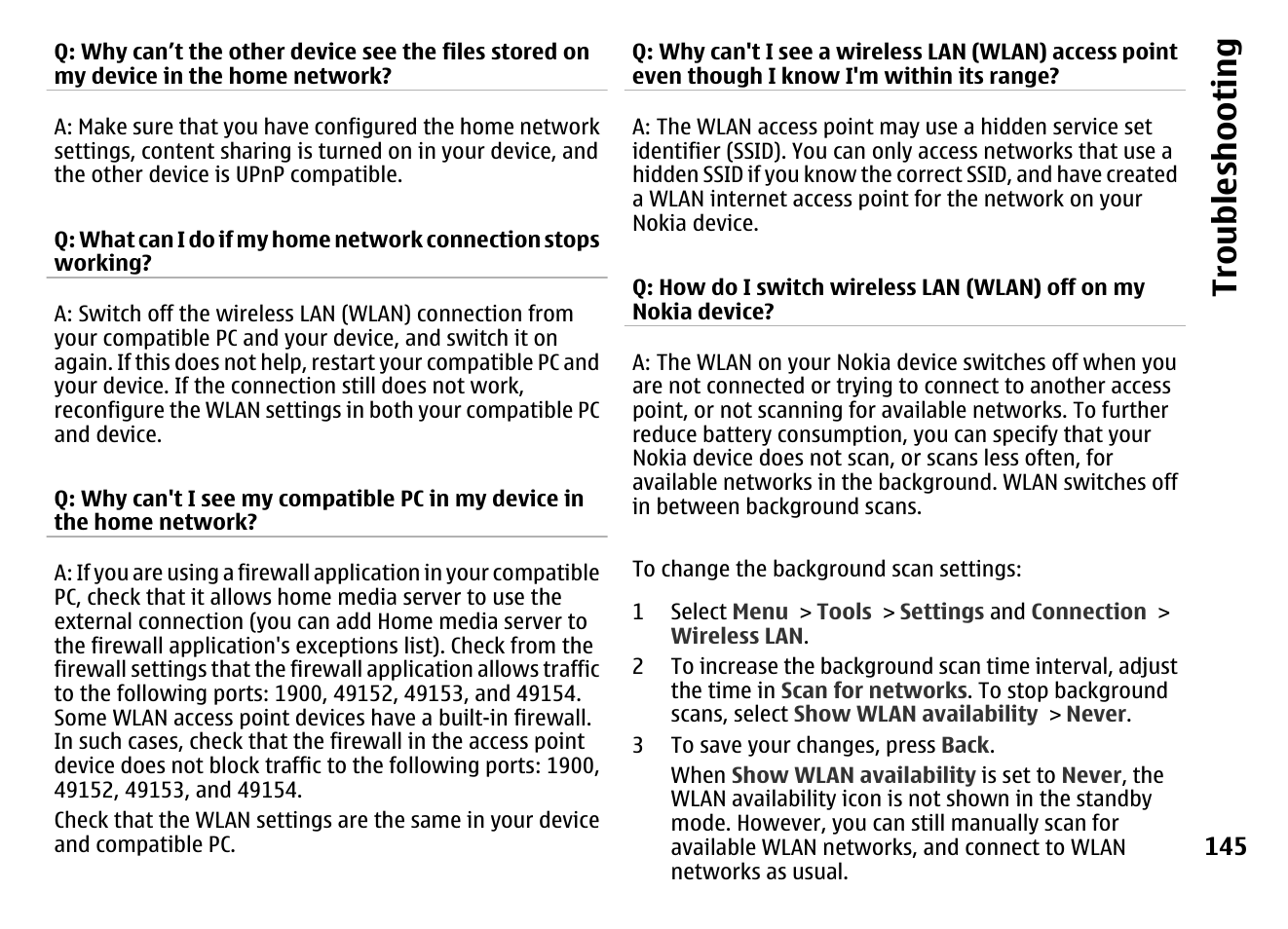 Troubl es hooti ng | Nokia MOBILE PHONE N86 User Manual | Page 145 / 159