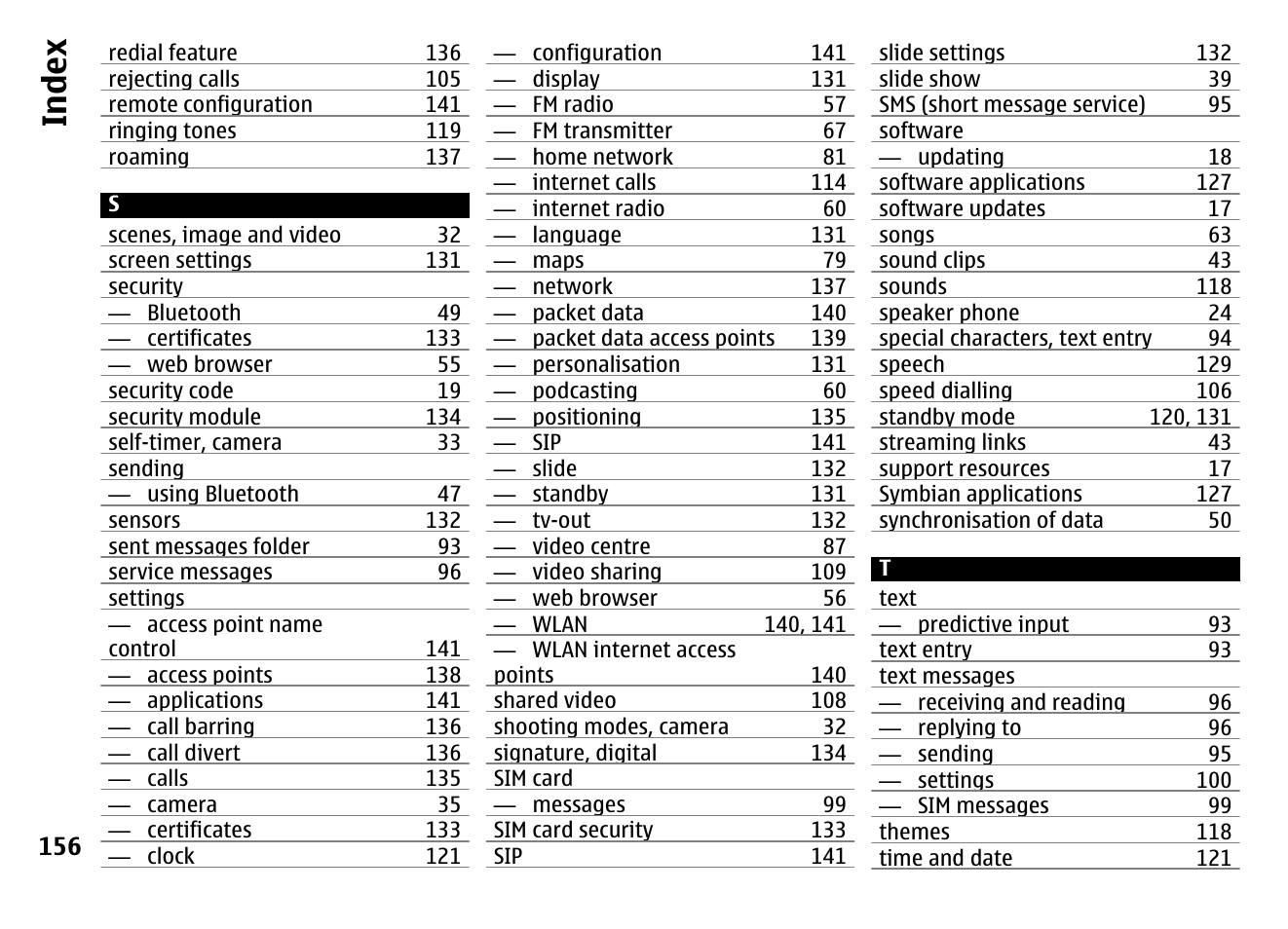 Index | Nokia MOBILE PHONE N86 User Manual | Page 156 / 159