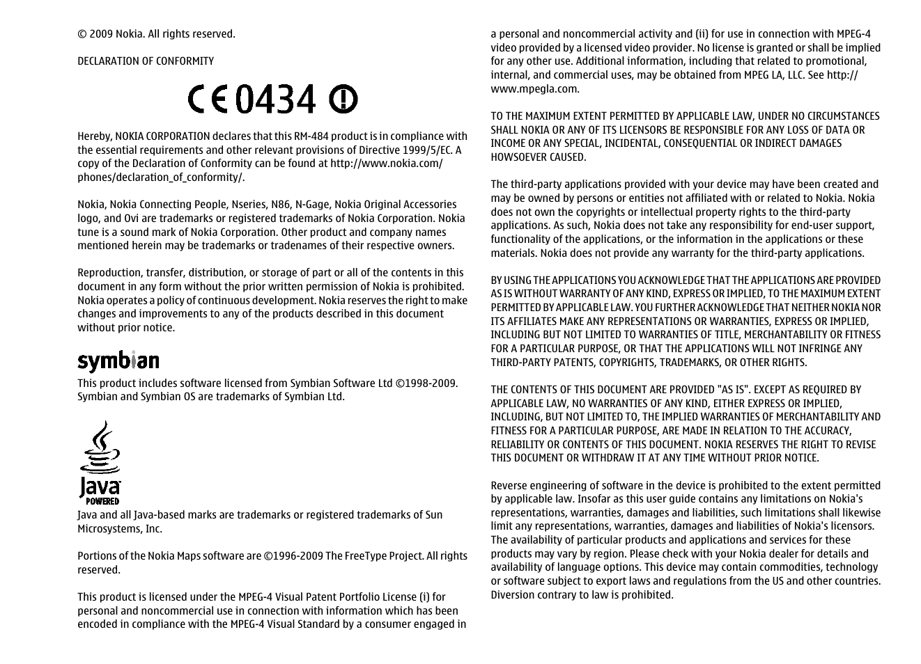 Nokia MOBILE PHONE N86 User Manual | Page 158 / 159