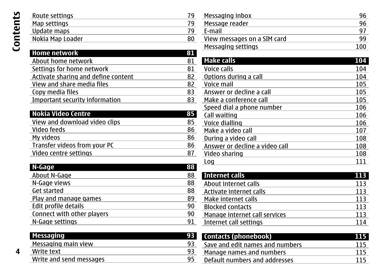 Co nte nts | Nokia MOBILE PHONE N86 User Manual | Page 4 / 159