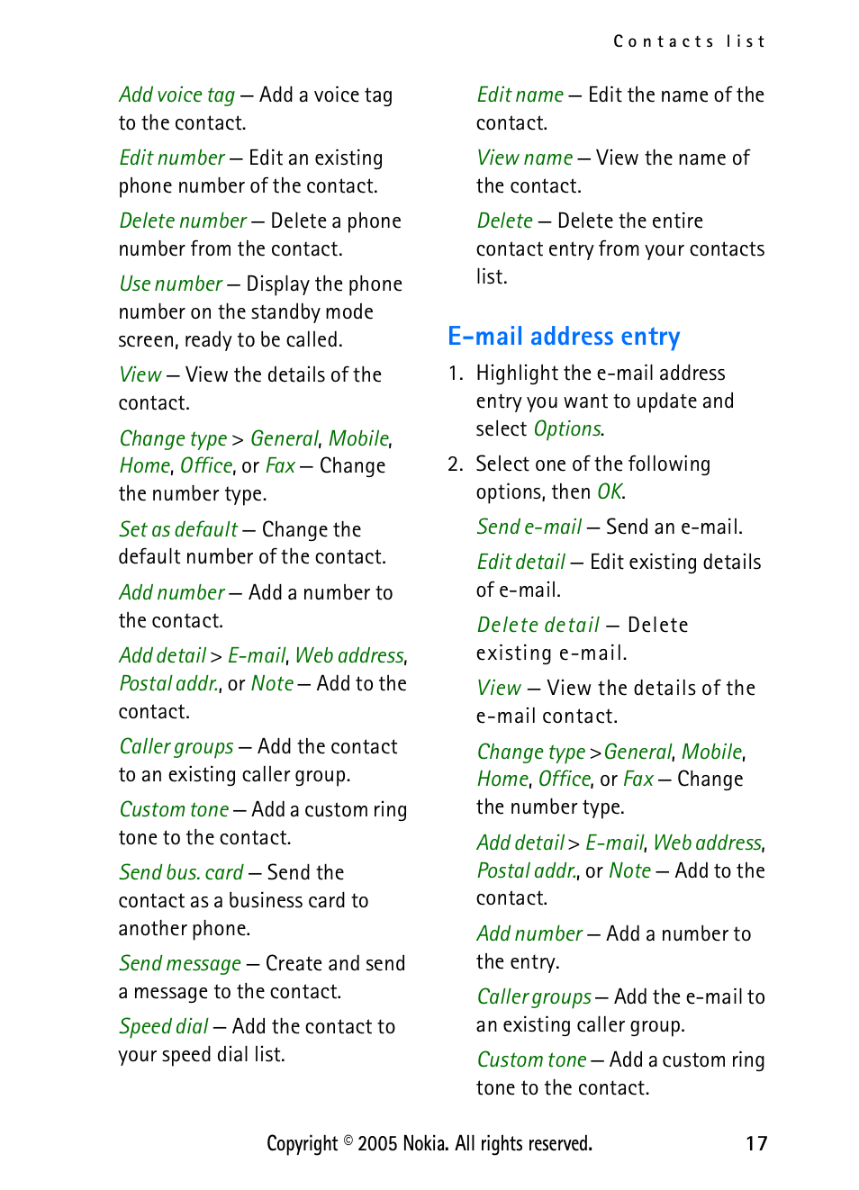 E-mail address entry | Nokia 2118 User Manual | Page 25 / 77