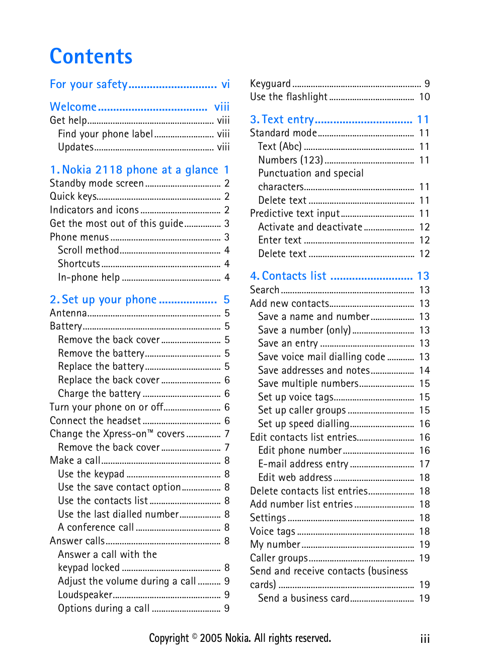 Nokia 2118 User Manual | Page 3 / 77