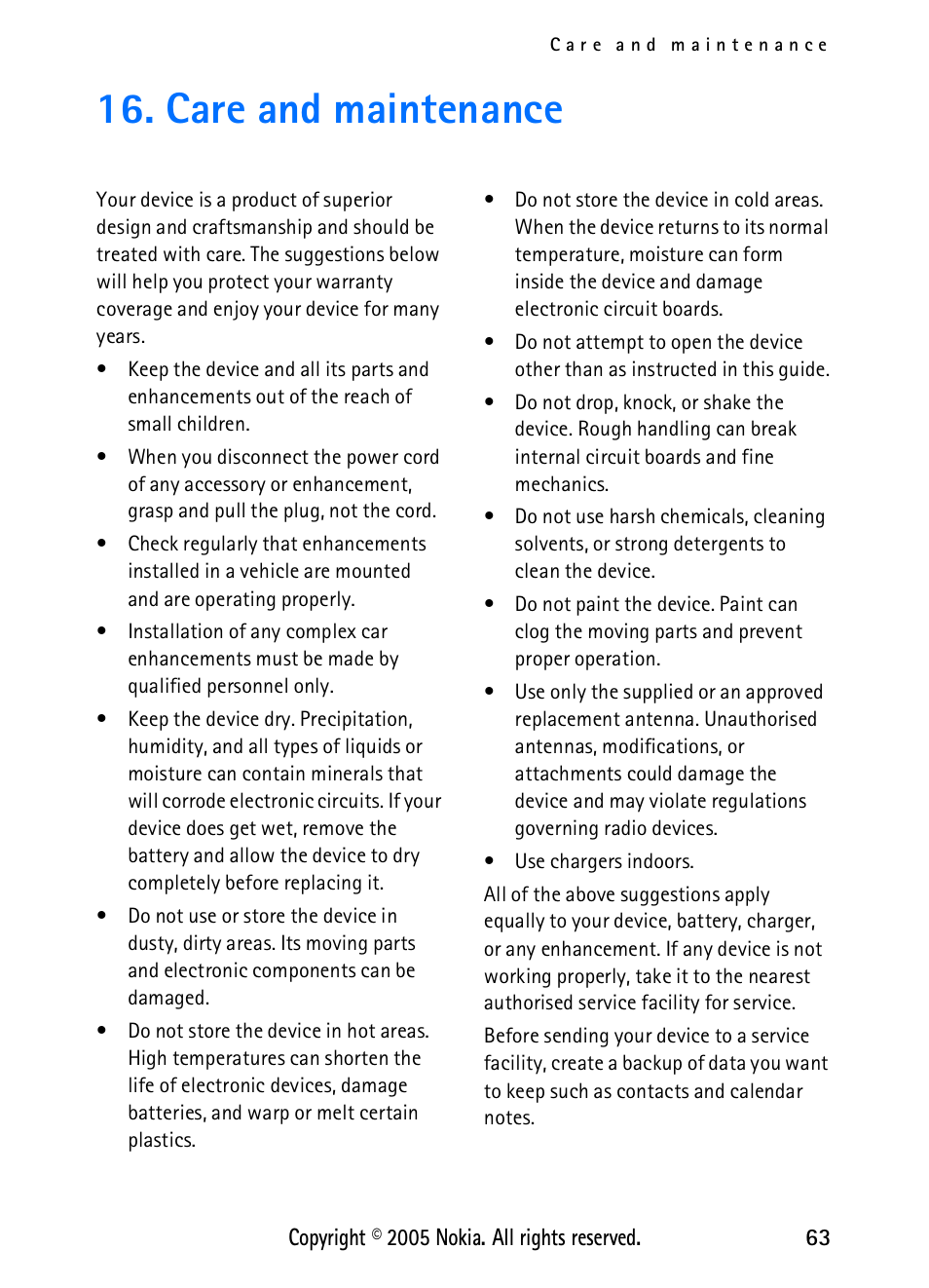 Care and maintenance | Nokia 2118 User Manual | Page 71 / 77