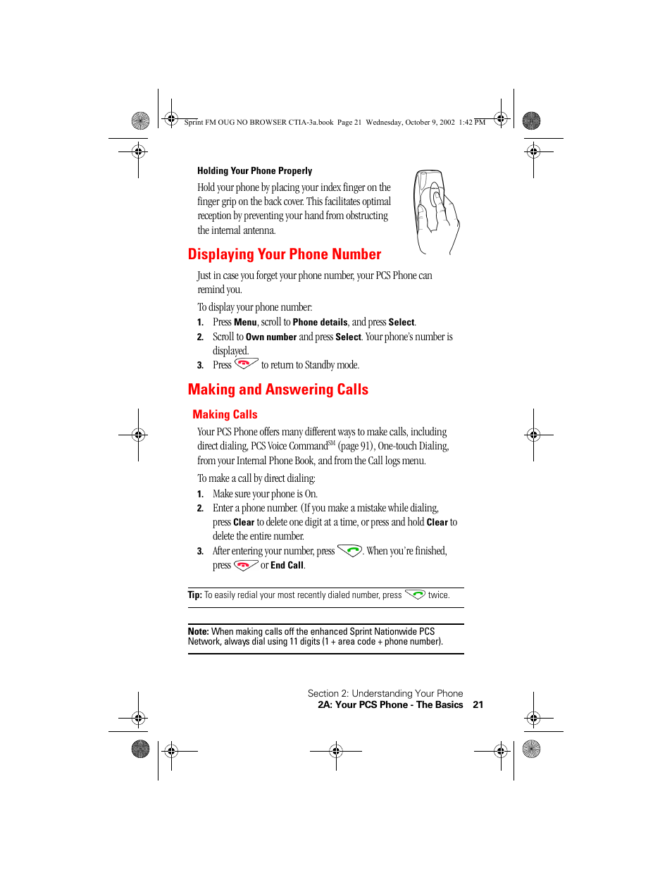 Holding your phone properly, Displaying your phone number, Making and answering calls | Making calls | Nokia 3585 User Manual | Page 27 / 144