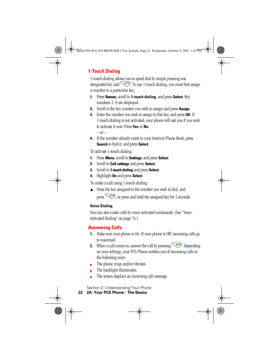 Touch dialing, Voice dialing, Answering calls | Nokia 3585 User Manual | Page 28 / 144