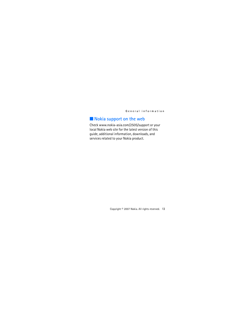 Nokia support on the web | Nokia 2505 User Manual | Page 13 / 92