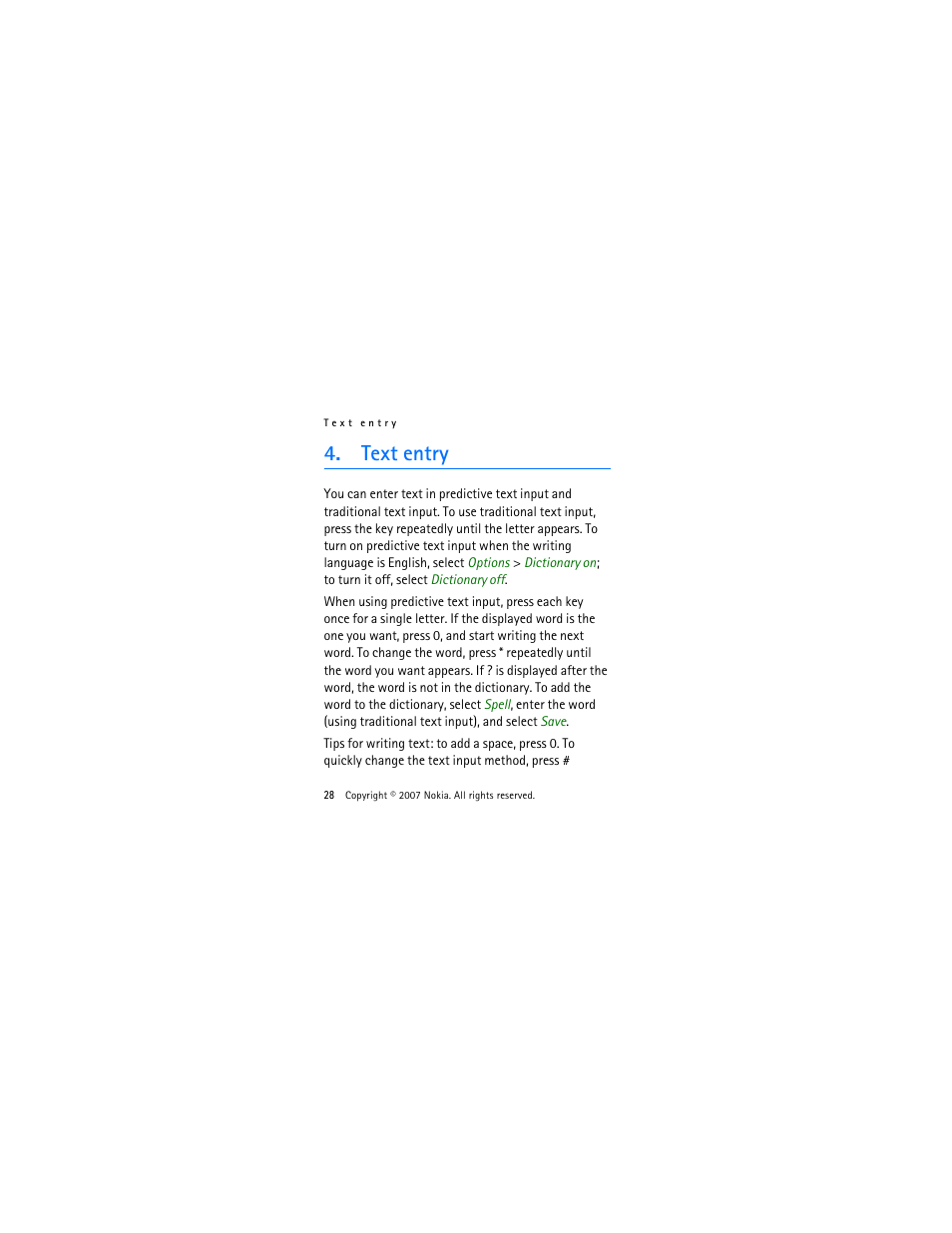 Text entry | Nokia 2505 User Manual | Page 28 / 92