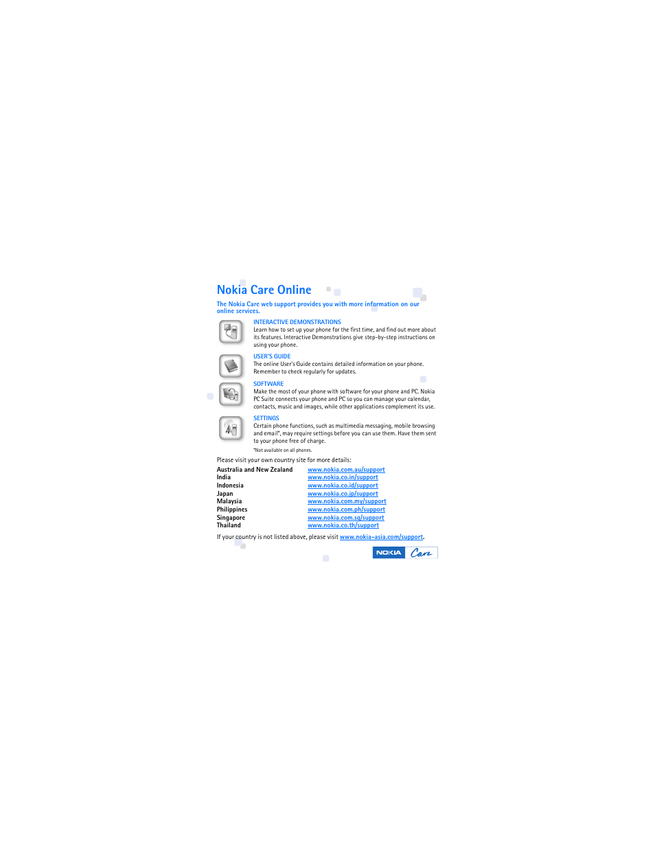 Nokia care online | Nokia 2505 User Manual | Page 92 / 92