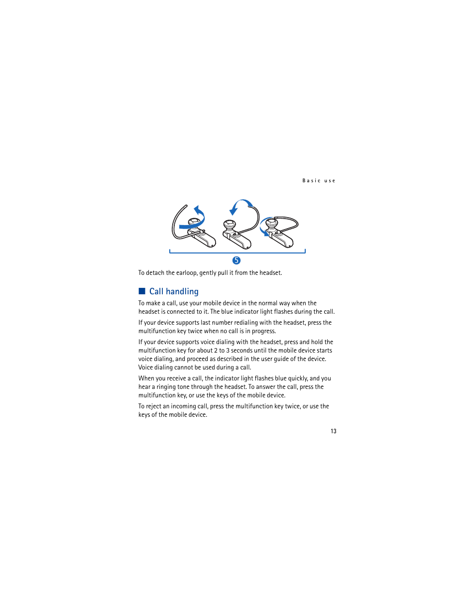 Call handling | Nokia BH-803 User Manual | Page 13 / 17