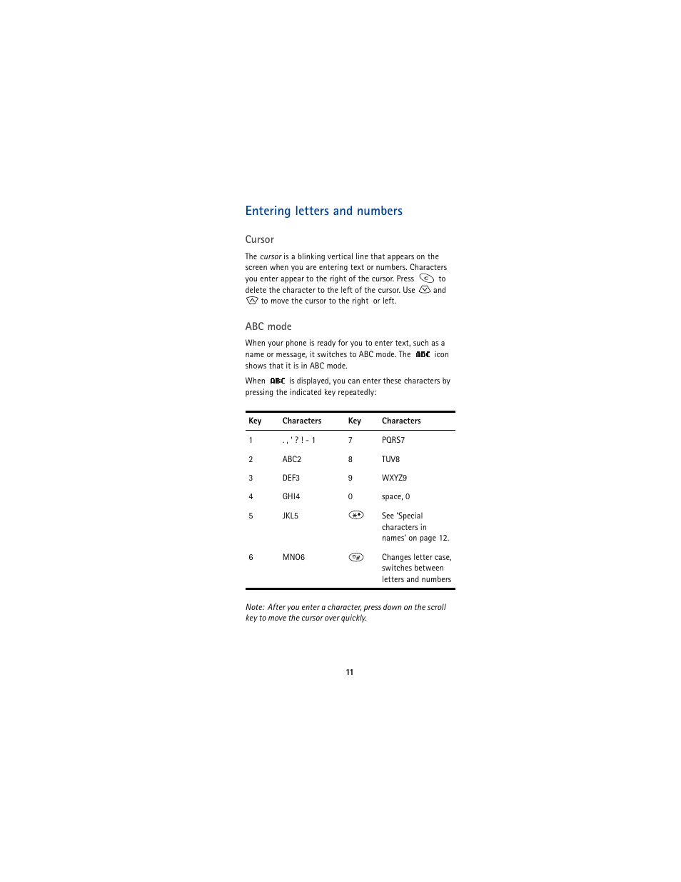 Entering letters and numbers, See p. 11 | Nokia 5170 User Manual | Page 18 / 86