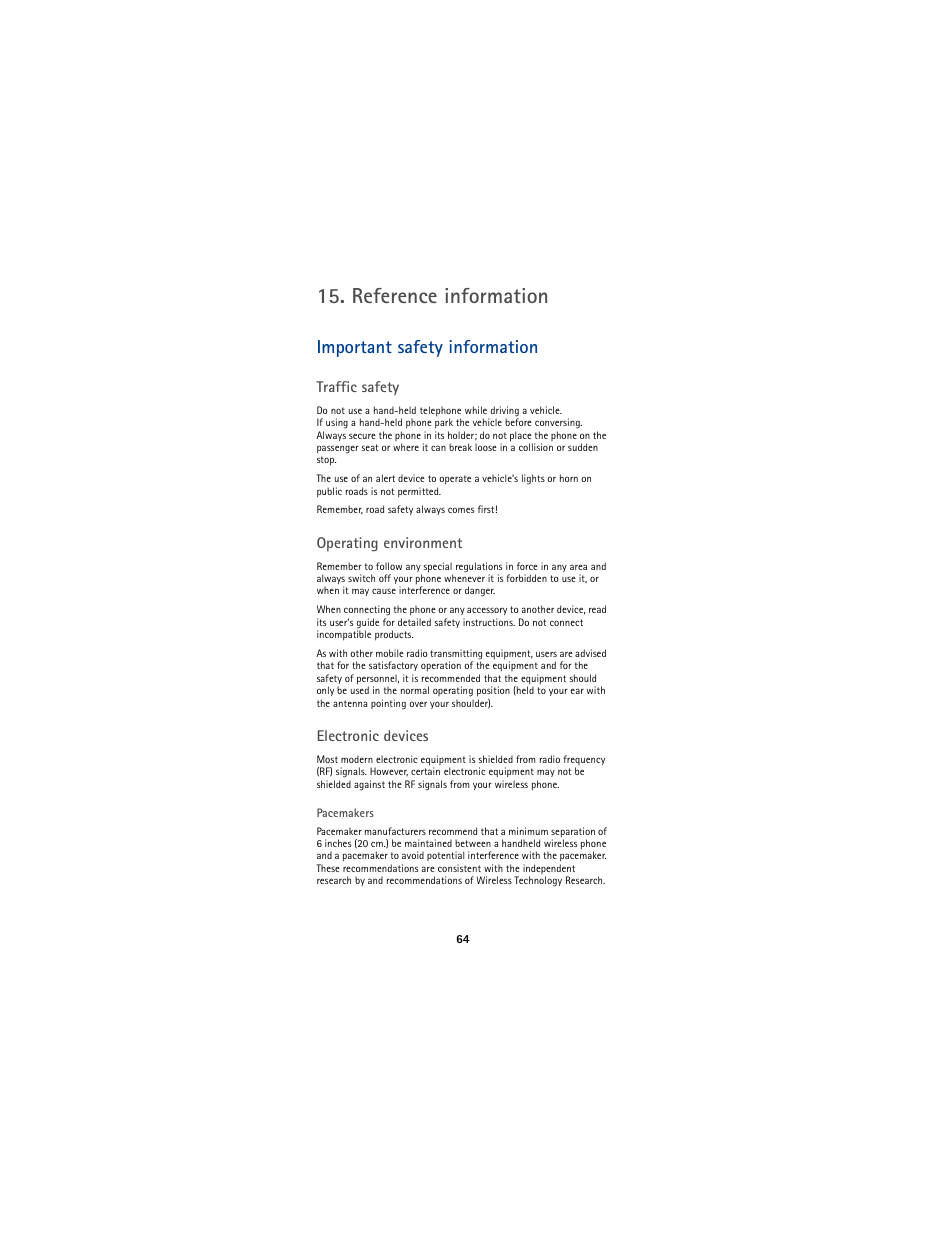 Reference information, Important safety information | Nokia 5170 User Manual | Page 71 / 86
