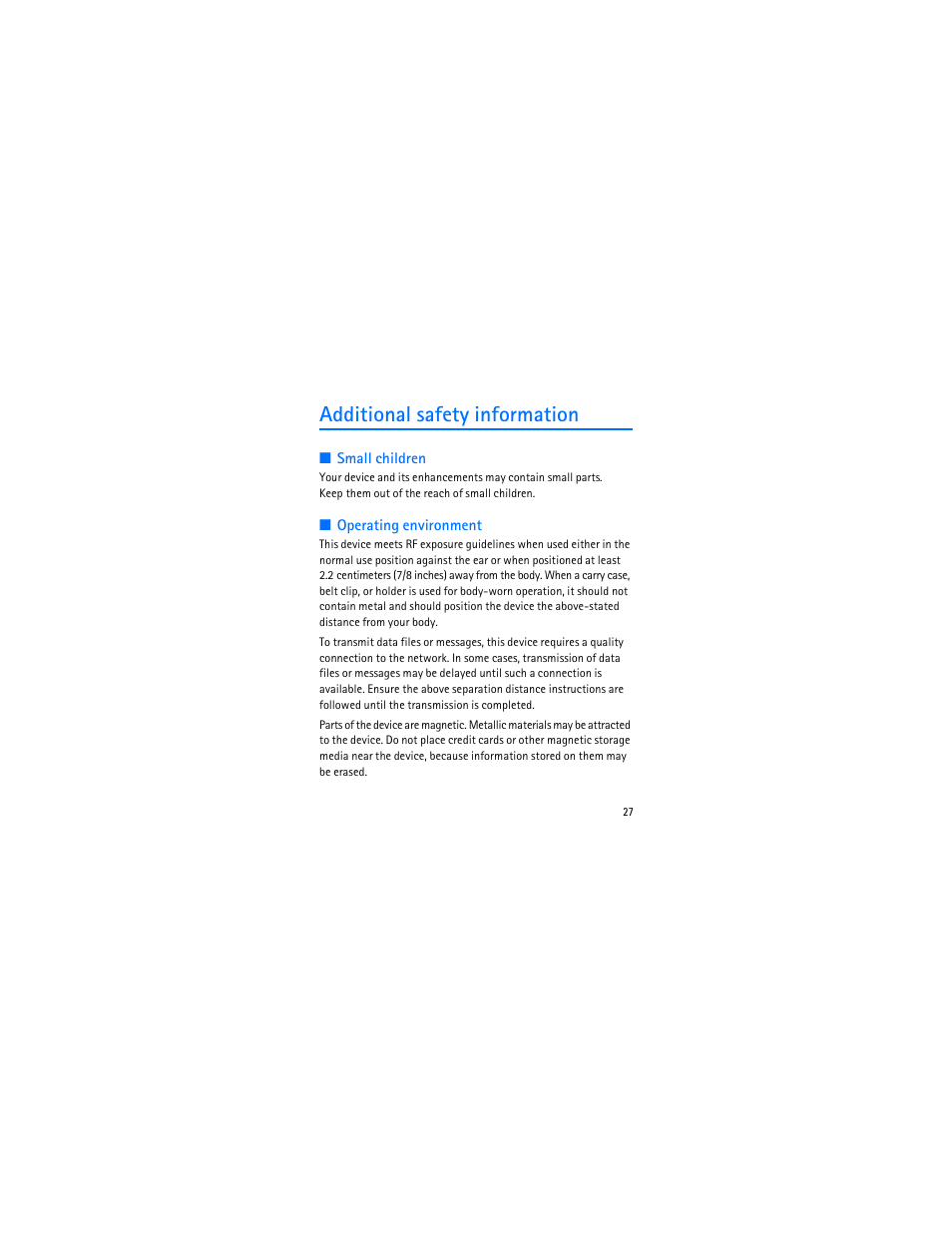 Additional safety information | Nokia 1606 9207732 User Manual | Page 28 / 81
