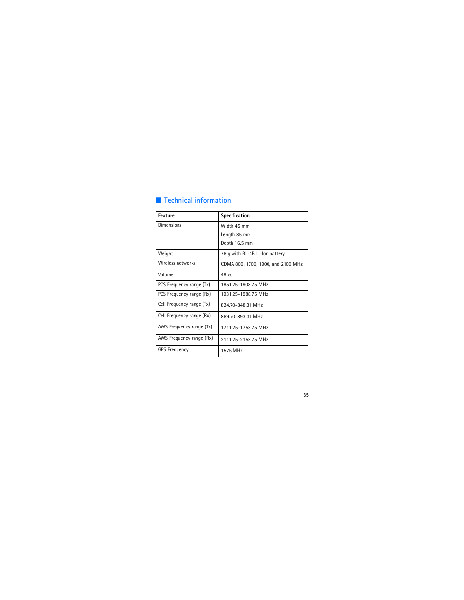 Technical information | Nokia 1606 9207732 User Manual | Page 36 / 81