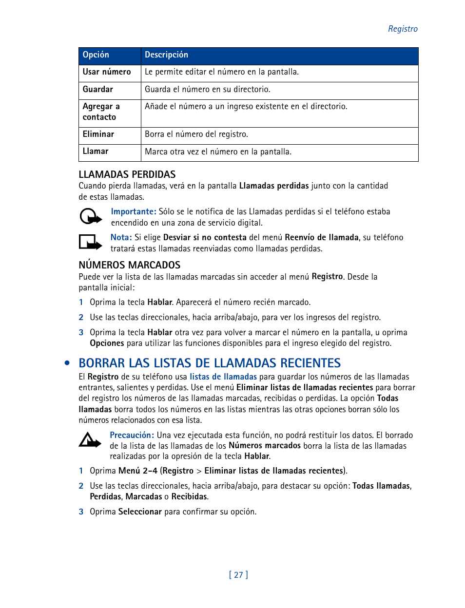 Borrar las listas de llamadas recientes | Nokia 2270 User Manual | Page 132 / 201