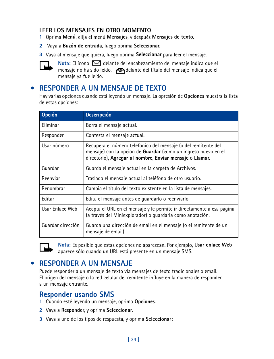 Responder a un mensaje de texto, Responder a un mensaje, Responder usando sms | Nokia 2270 User Manual | Page 139 / 201